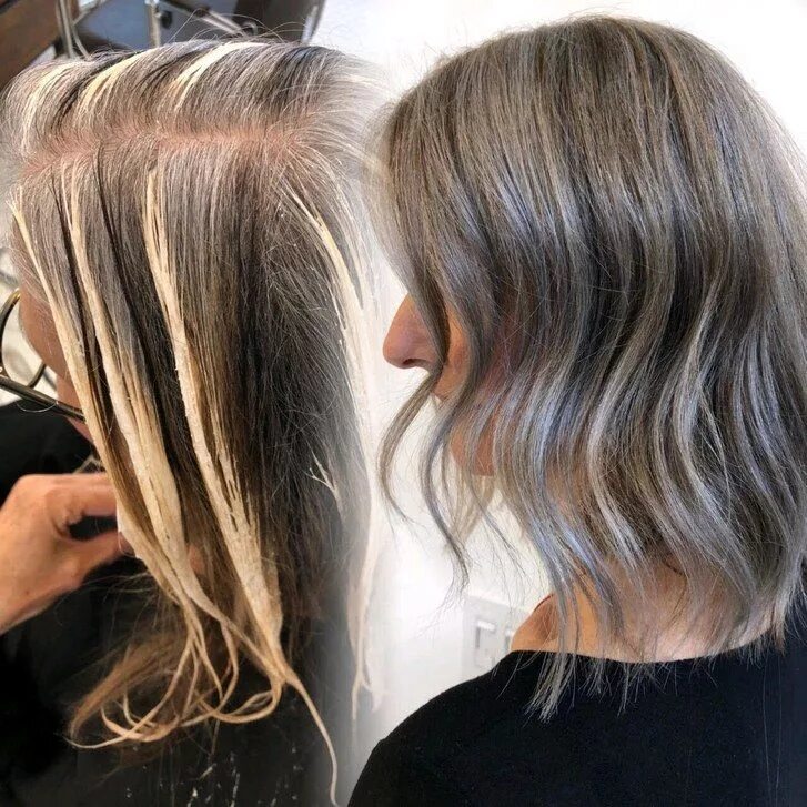 Airtouch для седых волос. Paul mitchell окрашивание. Мелирование сильвер грей. Варианты окрашивания седеющих волос. Пепельное мелирование для седых волос.