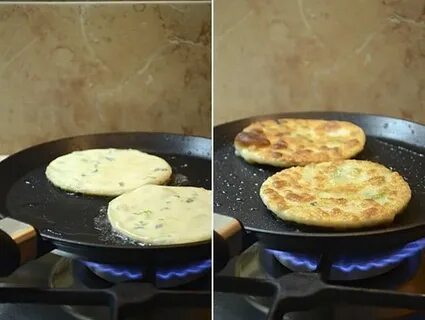 Лепешки с зеленым луком на сковороде постные