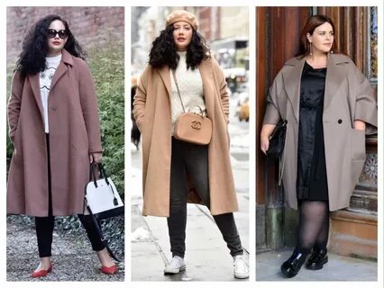 Асимметричные модели пальто для полных женщин маленького роста подчеркнут их инд