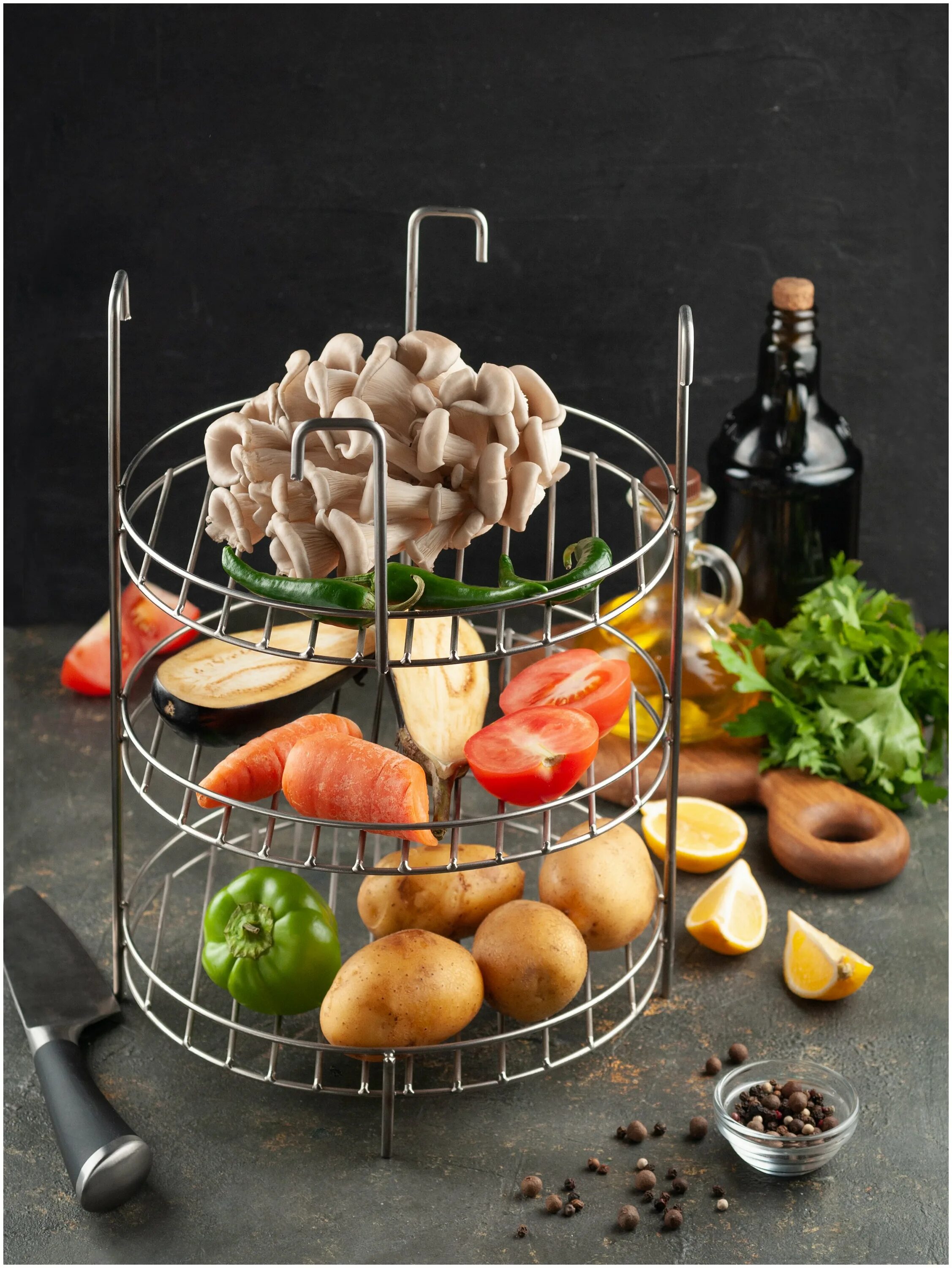 решетка трех-ярусная (диаметр 30 см, для тандыров "премиум" и "комфорт"). решетка для тандыра. решетка для тандыра. решетка для тандыра. решетка-гриль средняя 3-ярусная.