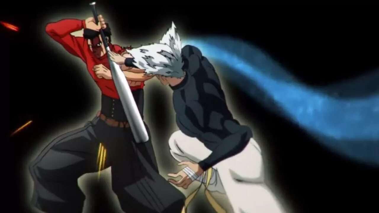 Против битом. Сайтама против сурью. garou vs metal bat. гаро ванпанчмен. garou vs metal bat manga.