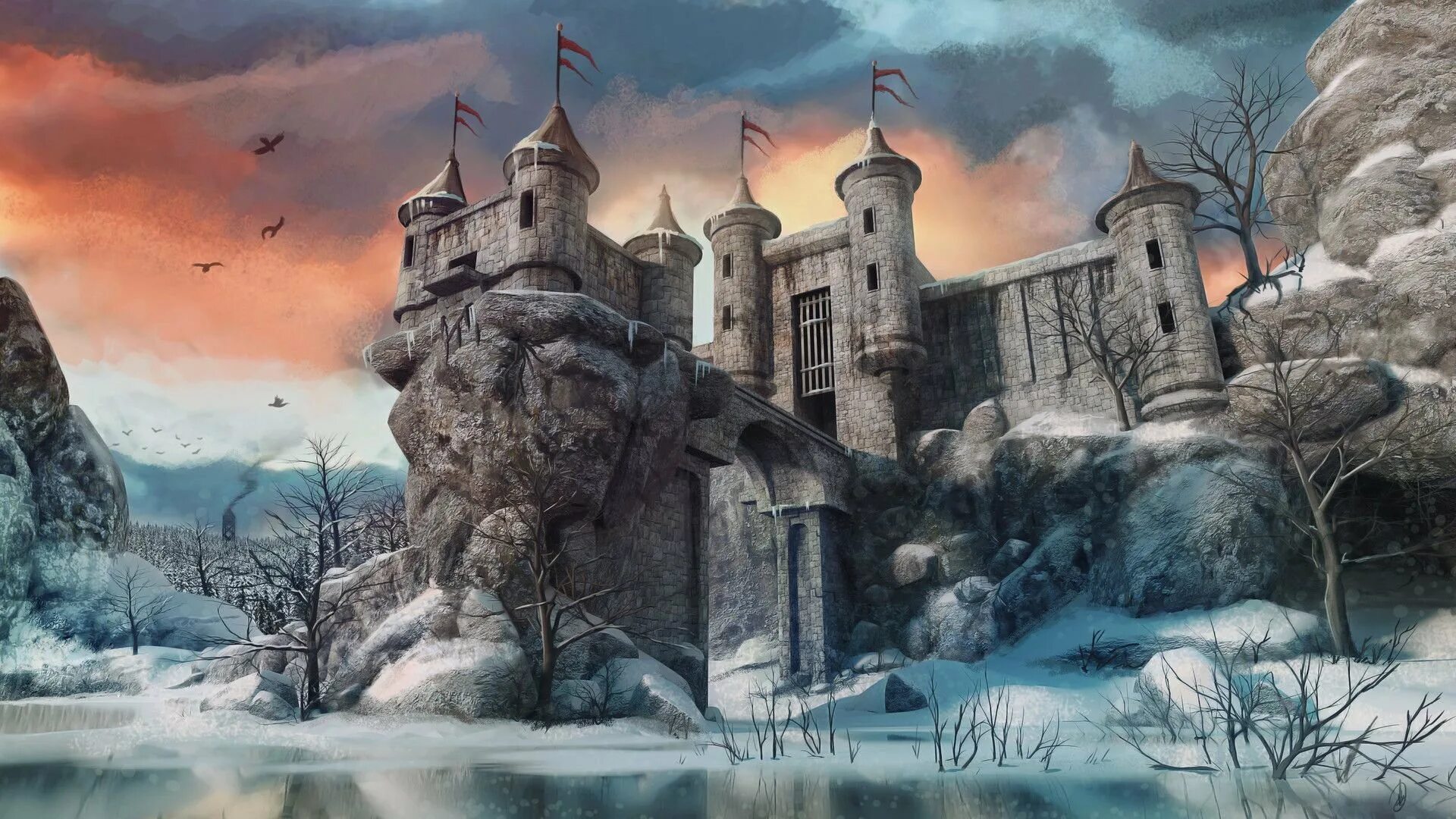 Stronghold замок арт. Замки Скандинавии. Замок Fantasy Castle. Замок Горменгаст.