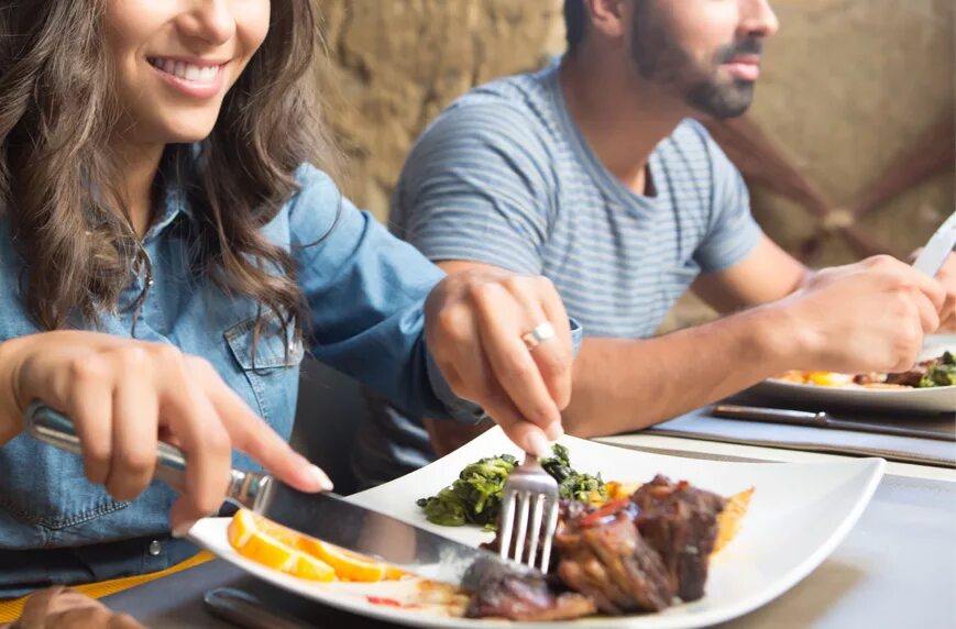 Eating race. Eat real Restaurant. Man coming near the Table for eating Kabob. Miami girls in a Restaurant. What French women eat for dinner.