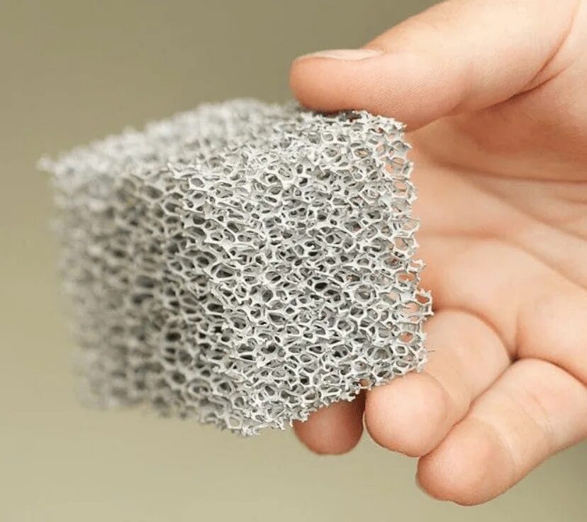 Ячеистая пена Cell Foam. Пенометалл Титан. Composite Metal Foam, CMF. Вспененный пеноалюминий. Легче алюминия и прочнее