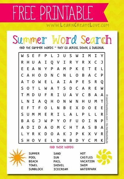 Find the words from the story. Summer holidays wordsearch for kids. wordsearch activities for kids. summer activities wordsearch. summer wordsearch for kids.