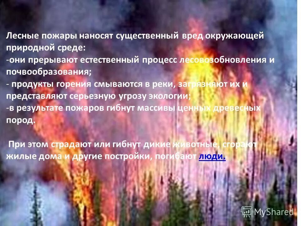 вред причиняемый огнем