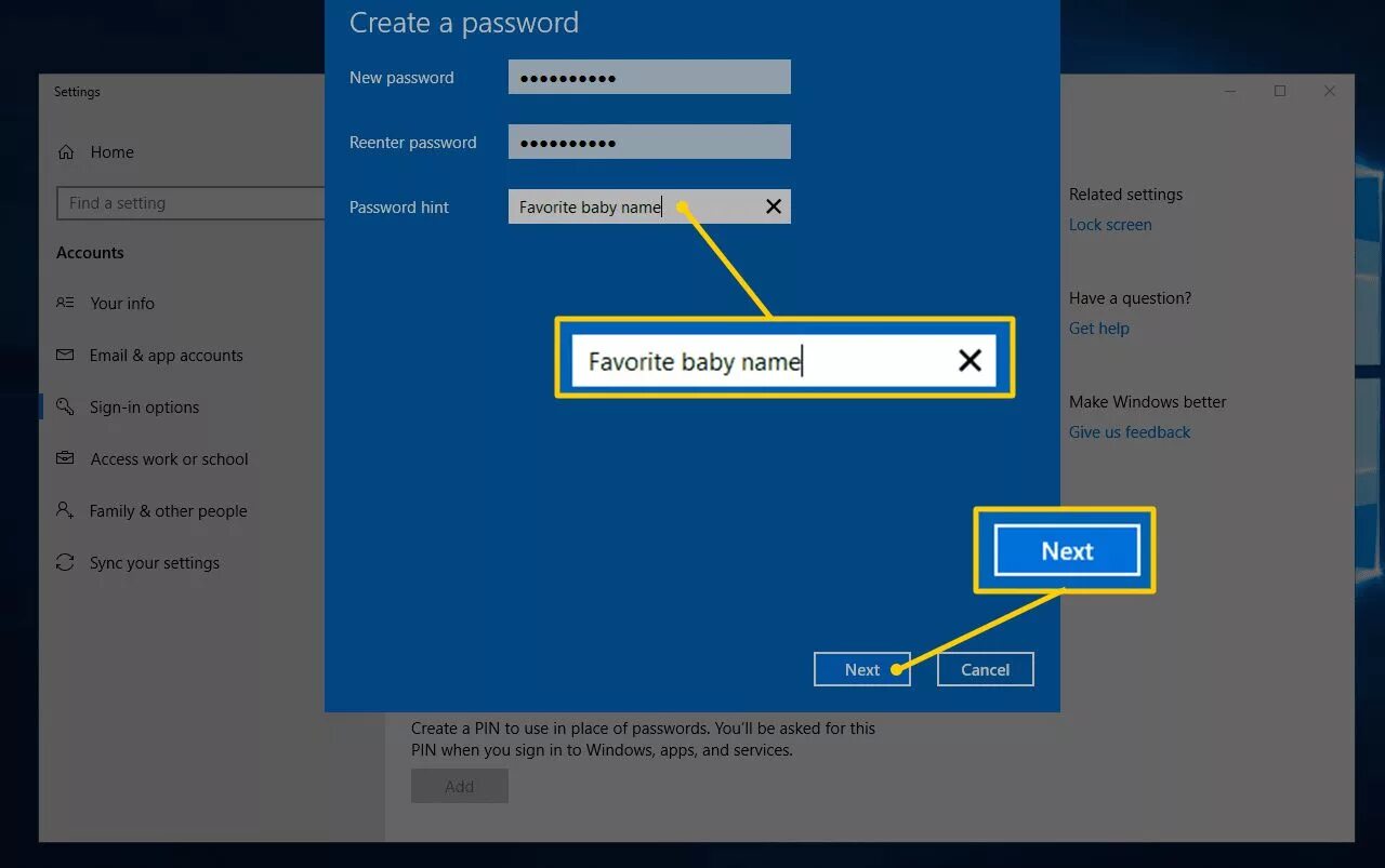 Password b. Create password. Пароли New. Подсказка для пароля Windows 10 что это. Password Hint.