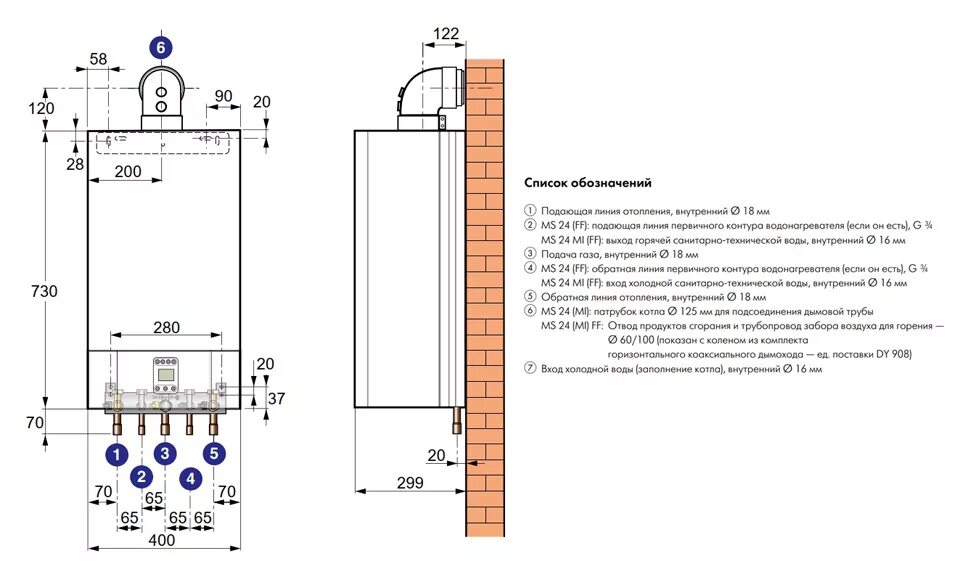 Расстояние между холодной и горячей водой. Котёл Бугатти 24 двухконтурный настенный газовый схема подключения. Схема подключения газового котла де Дитрих MS 24 FF. Газовый котел де Дитрих ms24mi. Газовый котел де Дитрих 24 КВТ.