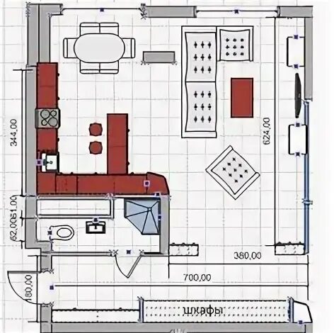 Схема кухни в частном доме Схемы кухни 7 кв м в доме П-44Т