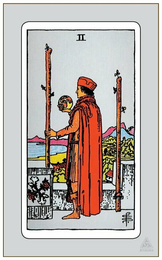 Флорентийское таро 2 жезлов. 2 посохов таро уэйта. Двойка посохов таро уэйт. 2 жезлов райдер уэйт. Двойка скипетров таро.