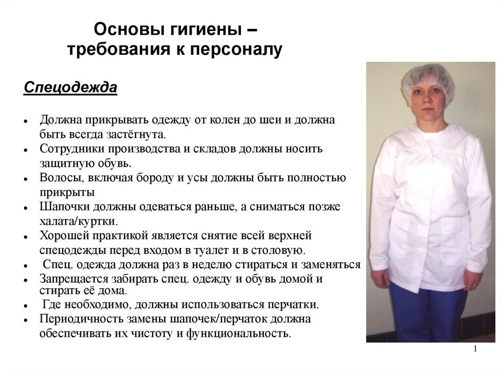 Гигиенические требования к работникам. Основы гигиены требования к персоналу. Требования к спецодежде. Санитарная одежда на пищевом предприятии. Требования к работнику.