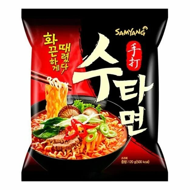 Корейская лапша Самянг рамен. Лапша Samyang Ramen 120 г. Лапша Samyang Sutah Ramen острая со вкусом говядины 120 гр. Лапша Сута рамен острая говядина 120 гр. м/у. Острая лапша купить