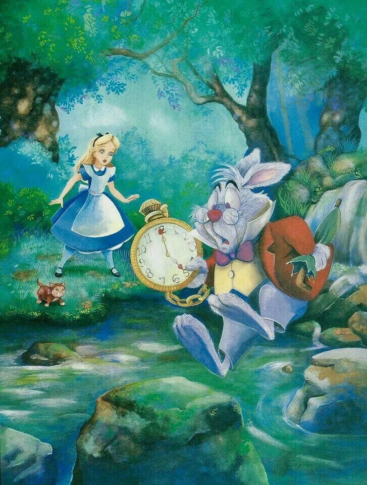 Чему учит сказка алиса в стране. Алиса в стране чудес Алиса и кролик. Алиса в стране чудес сказка. Алиса в стране чудес иллюстрации Дисней.