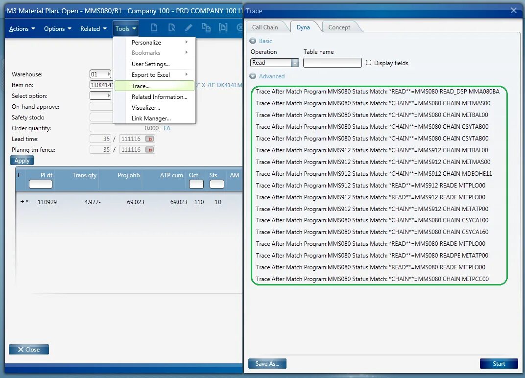 Matching statuses. Infor m3. ммс программа. zero trace. match statuses.