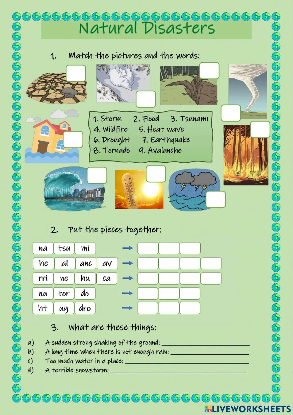 Writing natural disasters. Natural disasters worksheets for kids. worksheets стихийные бедствия. задания на тему natural disasters. disasters на английском.