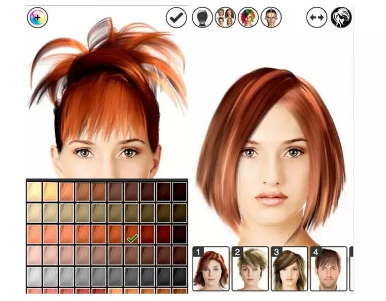 Приложение подбери прическу и цвет. Подобрать себе цвет волос. Проги для подбора цвета волос. Прически для фотошопа. Подборка причесок.