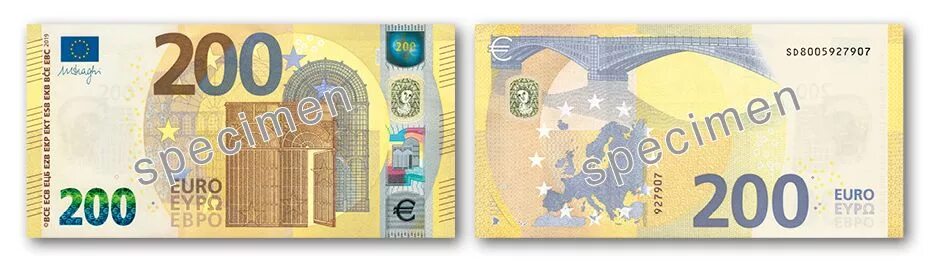 Размеры купюры 100. Купюра 200 евро. 200 Евро номинал. Евро банкноты номинал 200. Банкноты 200 евро в обращении.