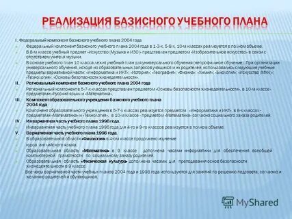 Компоненты учебного плана
