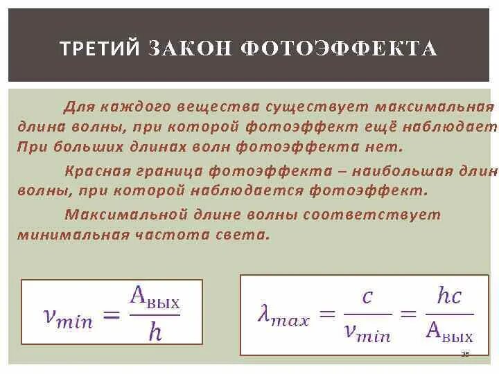 Красная граница фотоэффекта. Длина волны фотоэффекта. Длина волны красной границы фотоэффекта. Граница фотоэффекта формула. Почему красная граница фотоэффекта