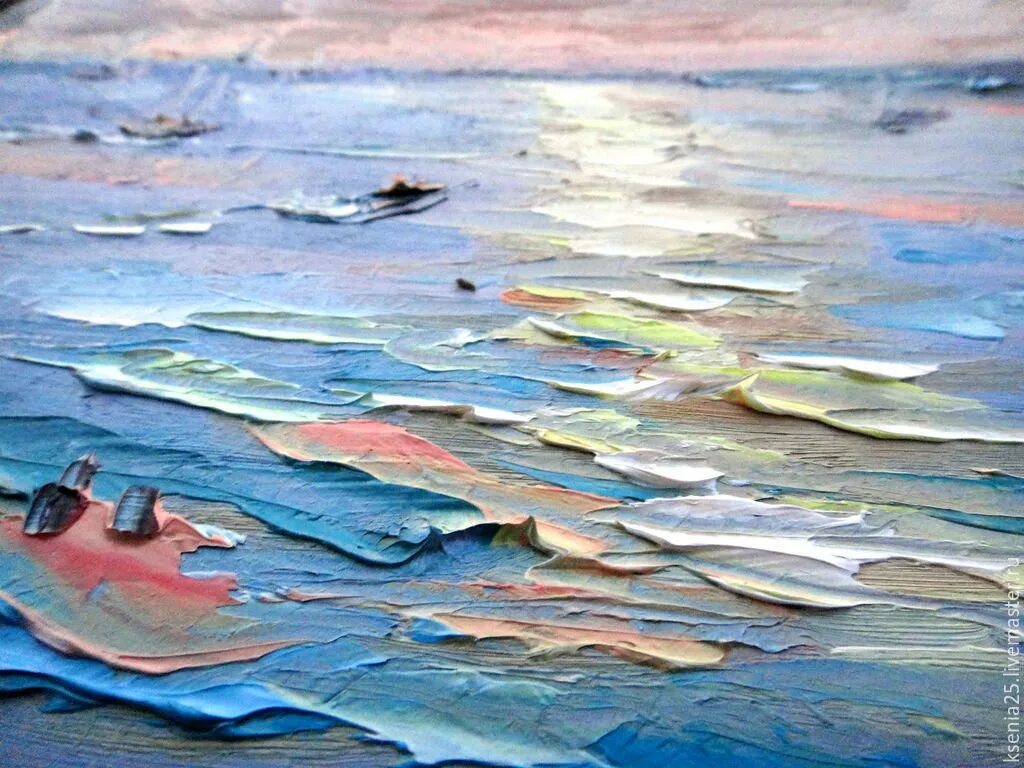 Писанная масляными красками. Картины мастихином море. Пастозная живопись мастихином. Море мазками. Живопись крупными мазками.