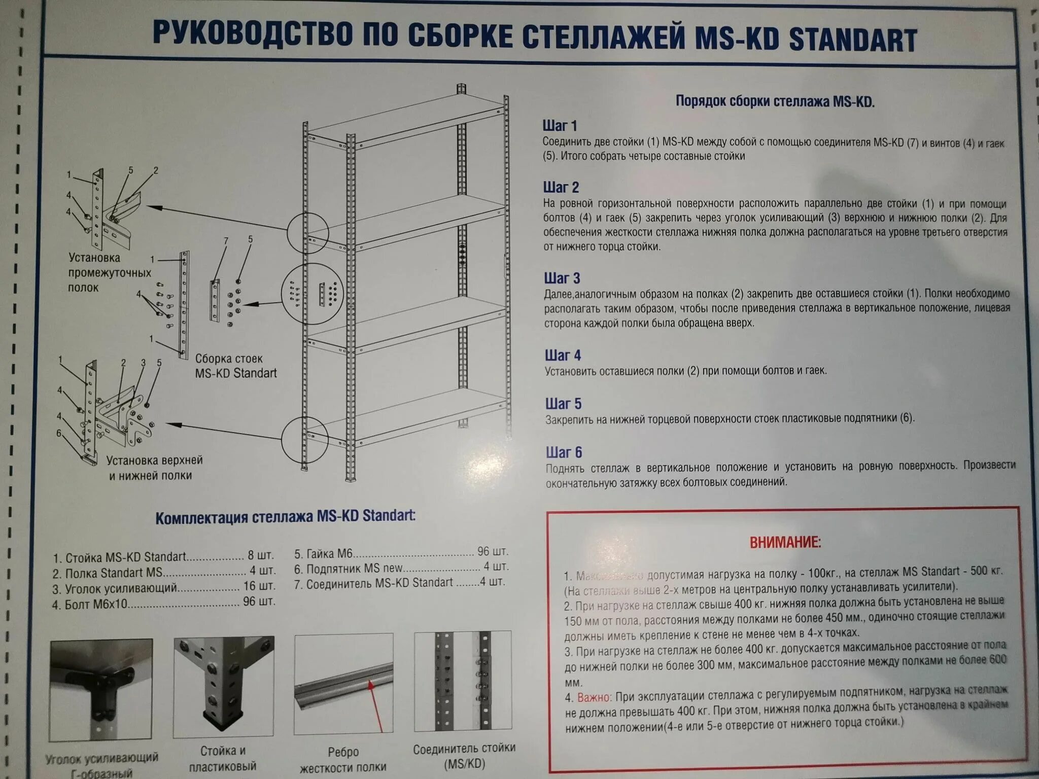 Стеллаж металлический инструкция