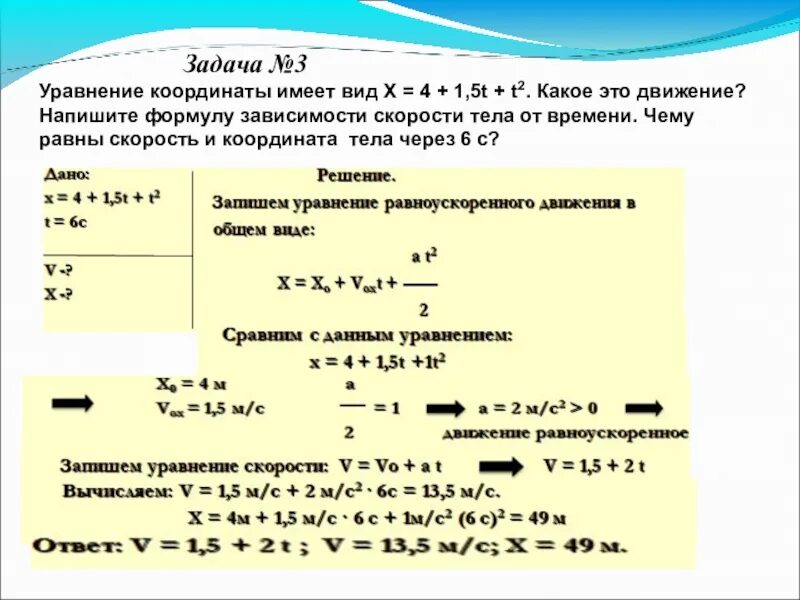 Движение тела описано уравнением. Уравнение зависимости. Уравнение координаты и скорости. Уравнение координаты движения тела. Уравнение движения имеет вид.