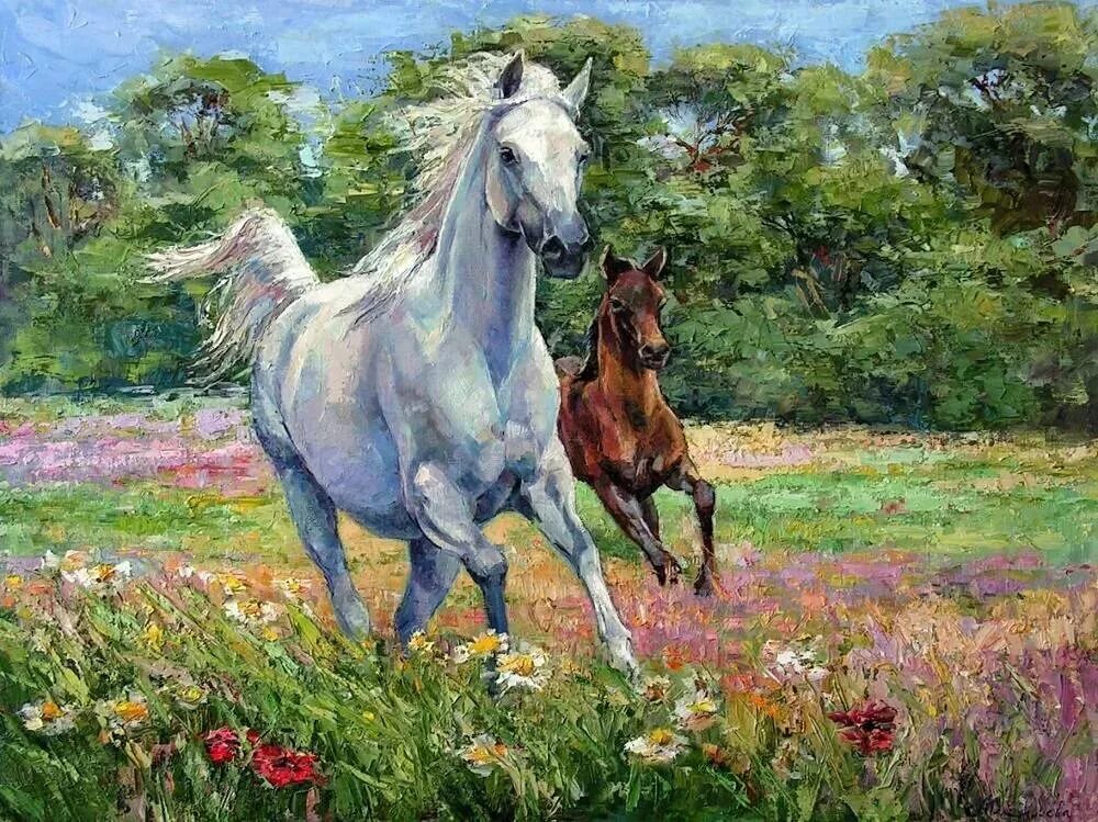 Картина лошадка. Иппический Жанр картины. Спартако Ломбардо лошади. Лошади в живописи. Пейзаж с лошадьми.