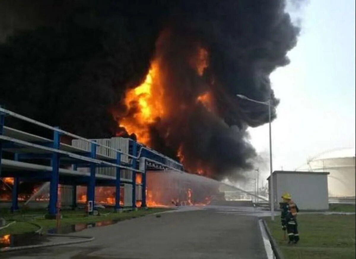 Fire in Storage. Chemicals in Fire.