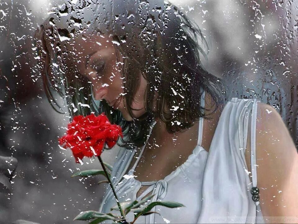 Женщина дождя. Цветы на дождливом окне. Слезы души. Девушка за мокрым стеклом. Приходила уходила боль