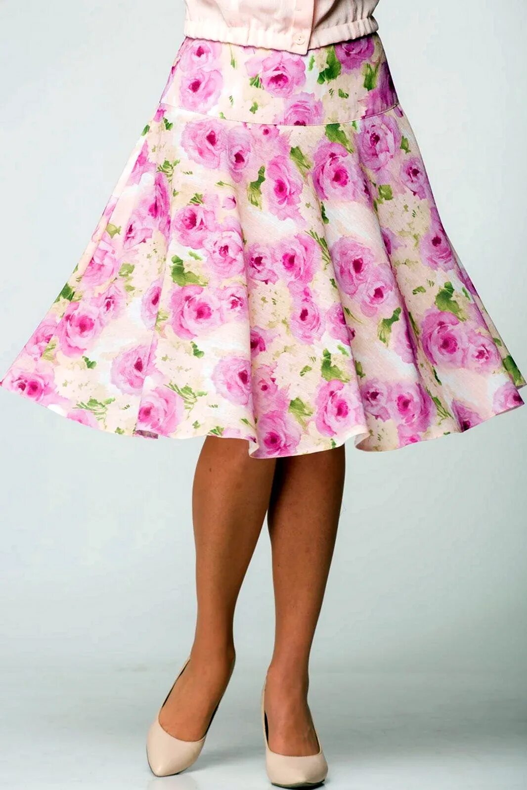 DayLook 2016 Summer Style Skirts Womens Elegant Sakura Floral Print High Waist V