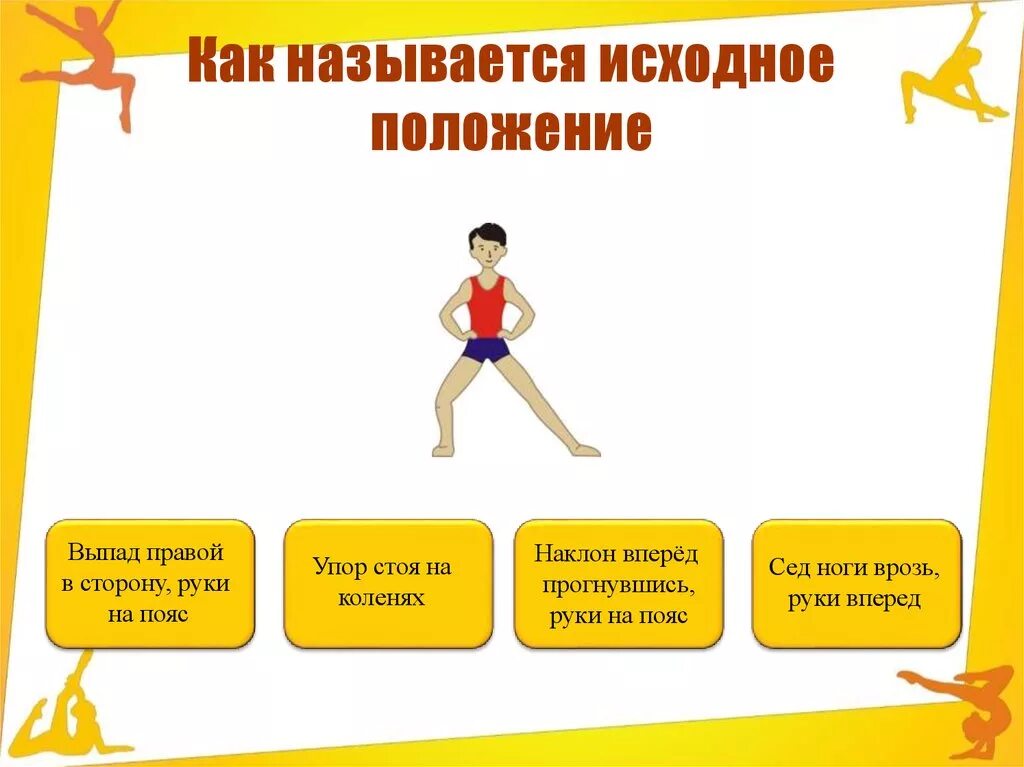 Какое исходное положение. Исходные положения в гимнастике. как называется стоя положение. как называется исходное положение. положения рук в физкультуре.
