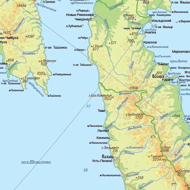 Горы камчатки на карте россии. Полуостров Камчатка на карте. Камчатский полуостров на карте. Карта п ова Камчатка.