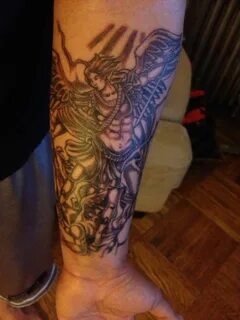 Archangel michael tattoo forearm