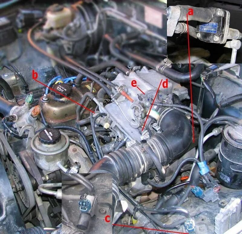 Датчики тойота таун айс. Клапан дроссельной заслонки 2lte. Клапан добавочного воздуха Тойота Таун айс 3y. Двигатель Тойота карбюратор 2.4. Вакуумные шланги 2lte 1991.