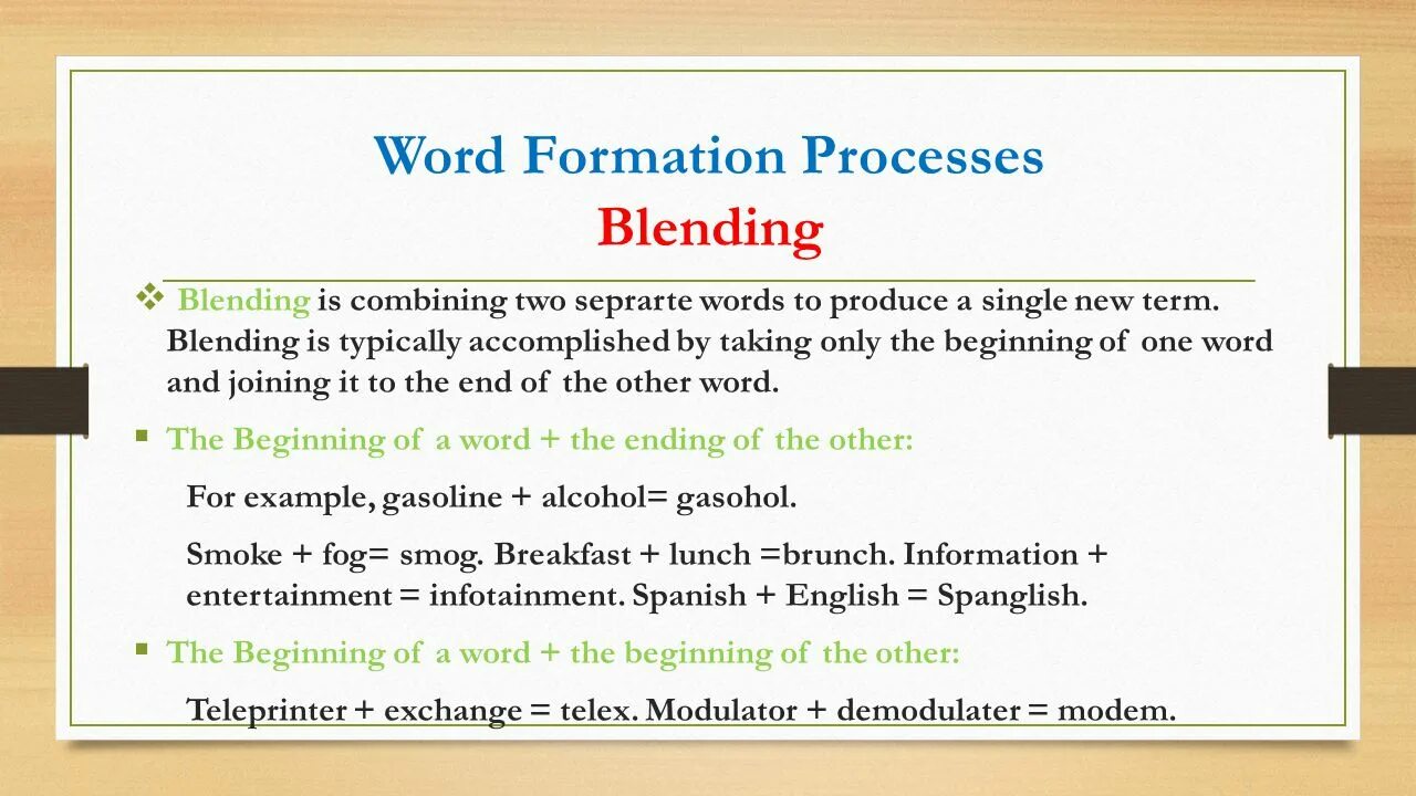 Blending Word formation. Word formation презентация. Blending примеры. Compounding Word formation.