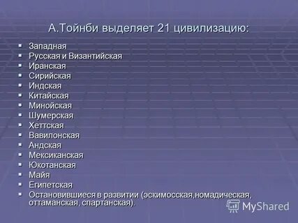 Цивилизации список