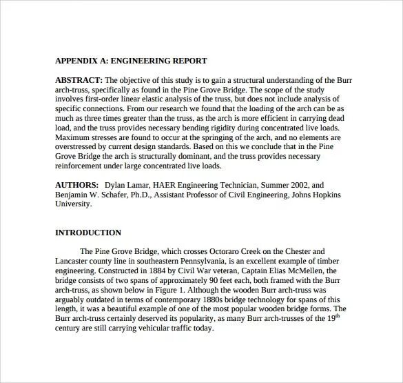 Engineering report. Technical report example. technical report.