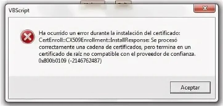 Unable to load certificates. Unable to load certificates
