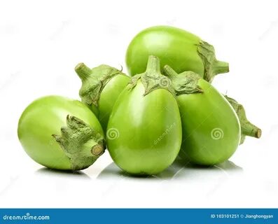 Fresh organic green eggplant isolated on white background.