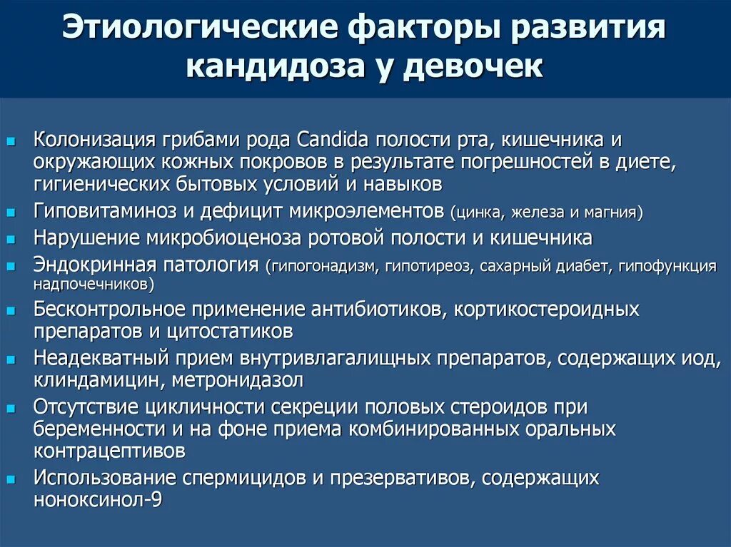 Факторы кандидоза. Факторы развития кандидоза. Этиологические факторы кандидозов. Факторы способствующие развитию кандидоза. Факторы развития молочницы.