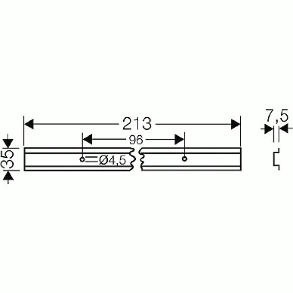 Din рейка 35х7 мм. Din рейка 35х7.5 мм 1000 мм чертеж. Din-рейка установочная 1000х35х7,5мм.