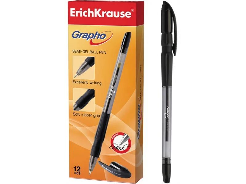 Черная ручка erich krause. Erich Krause ручки Grapho. Ручки Эрих Краузе 0.5 Grapho. Ручка Erich Krause Grapho Semi-Gel. Ручка Эрих Краузе черная шариковая.