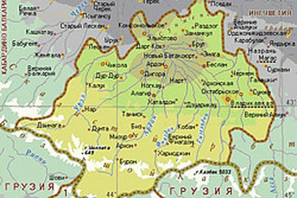 Где находится осетия на карте россии показать. Северная Осетия на карте. Карта Республики Северная Осетия Алания. Карта Северной Осетии подробная. Республика Северная Осетия Алания на карте России.