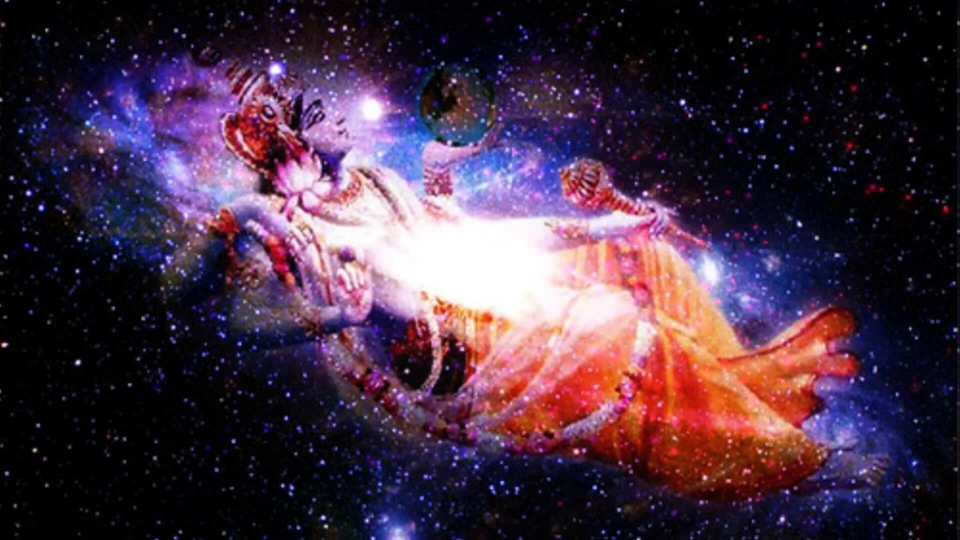 четырехрукий вишну. вишну в космосе. джозефина уолд сноведения. маха вишну вселенные. веды сон.