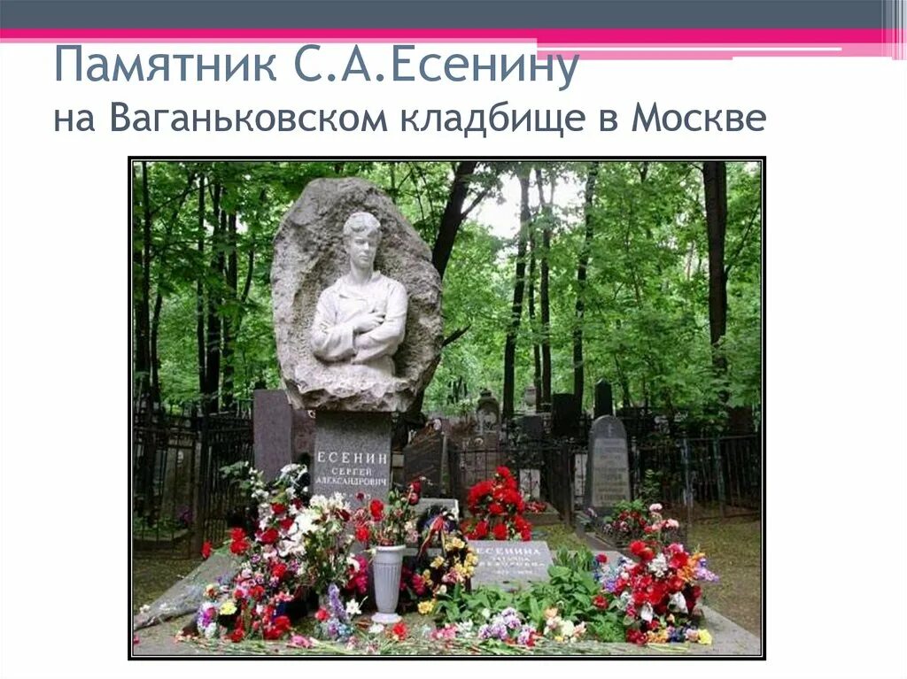 Есенин похоронен на кладбище. Могила Сергея Есенина на Ваганьковском кладбище в Москве. Ваганьковское кладбище Есенин. Есенин похоронен на Ваганьковском.