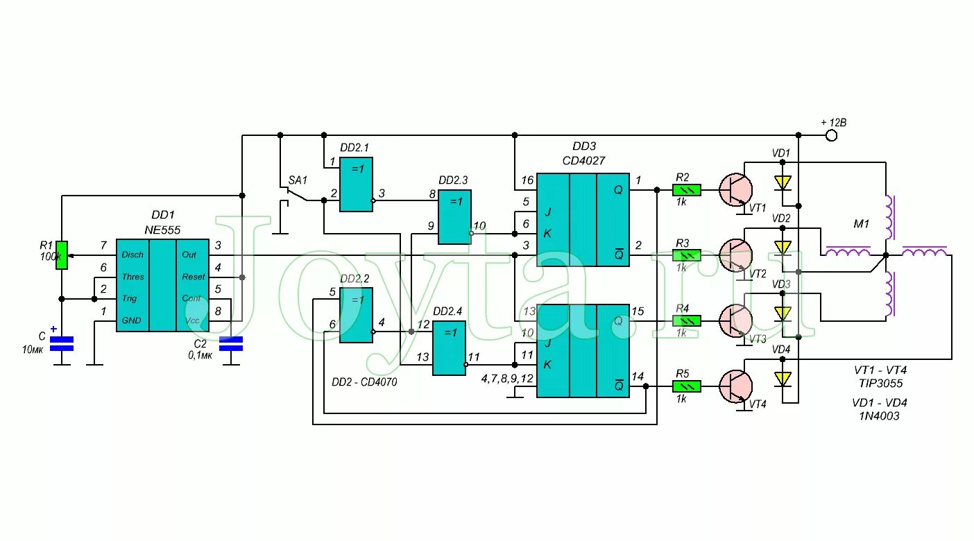 Управление драйвером шагового двигателя ne555. Драйвер шагового двигателя на ne555 схема. Контроллер шагового двигателя 555 схема. Контроллер шагового двигателя на ne555. Шим двигателя постоянного тока