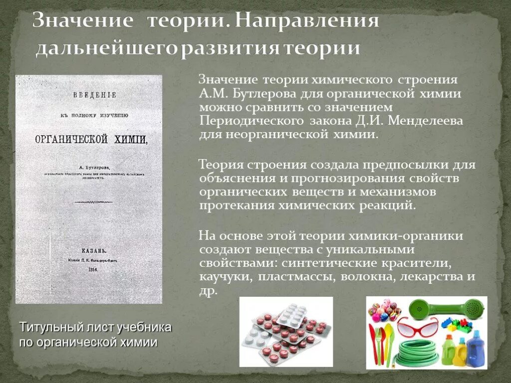 Теории химического строения а м. Направление развития теории бутлерова. значение торий батлерова. теория химического строения органических веществ. теория строения вещества.