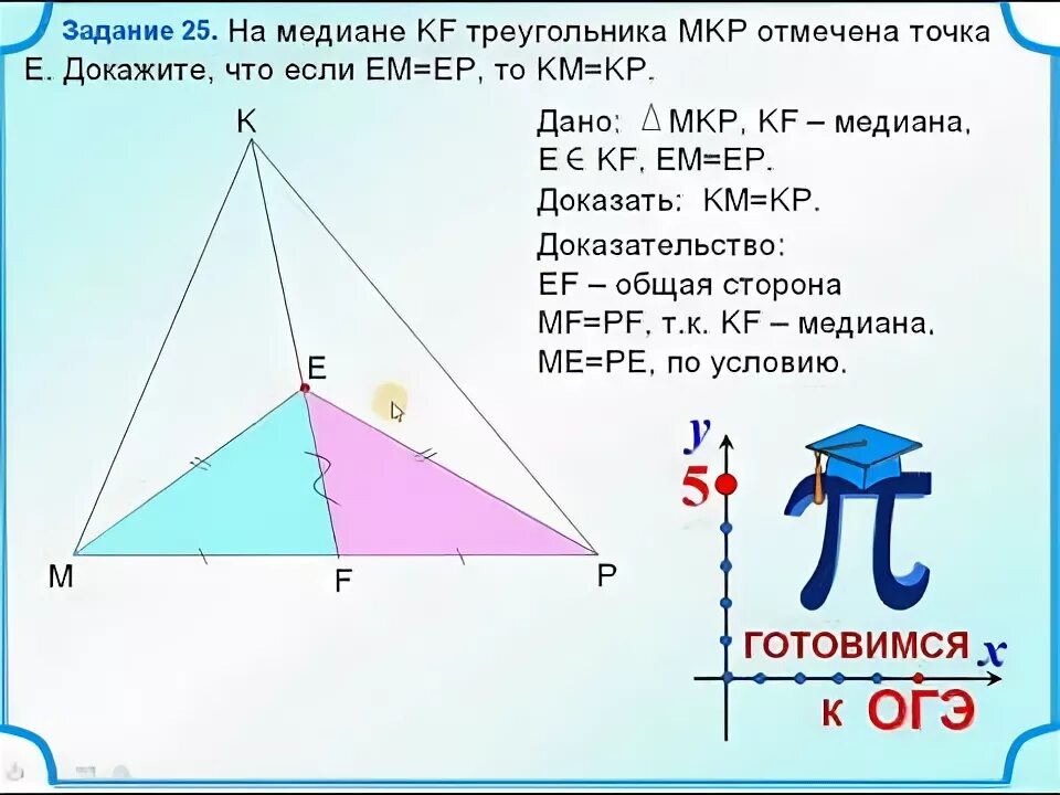 Точка Медианы в треугольнике. Задачи на медиану. На медиане KF треугольника MKP отмечена. На медиане КФ треугольника мкр отмечена точка.