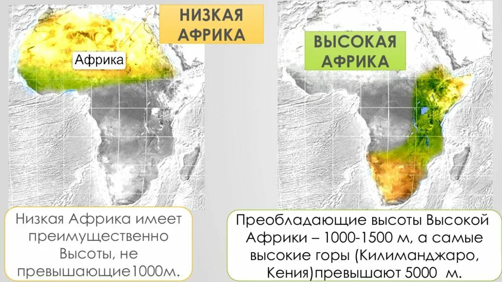 Низкая Африка и высокая Африка. Карта рельефа Африки. Полезные ископаемые Африки. Карта Африки рельеф и полезные ископаемые.