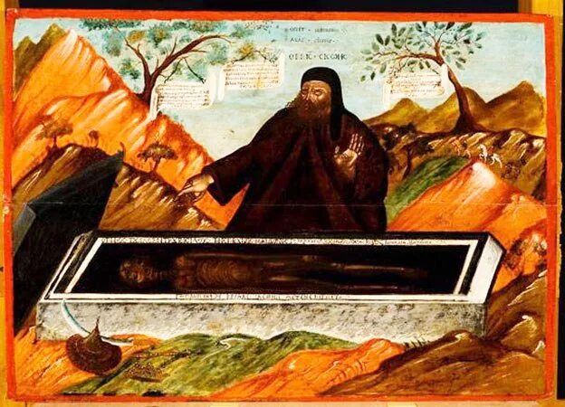 Перед гробницей. Авва сисой перед гробницей александра. святой сисой великий гробница. икона смерти. изображение смерти на иконах.